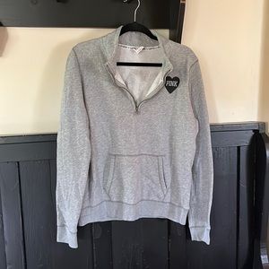 Victoria’s Secret PINK large grey half zip sweatshirt kangaroo pocket